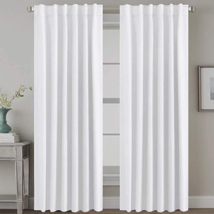 H.VERSAILTEX Back Tab White Curtains 102 Inch Long by HVERSAILTEX