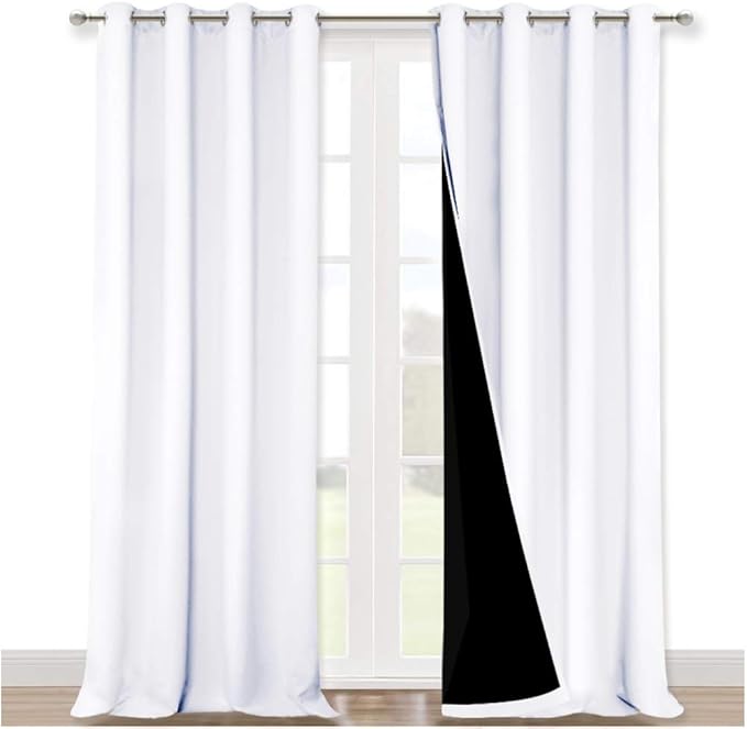NICETOWN White 100% Blackout Curtains - Image 2