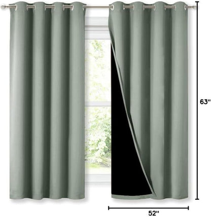 NICETOWN Greyish Green 100% Blackout Lined Curtains, 2 Thick Layers Completely - Image 9
