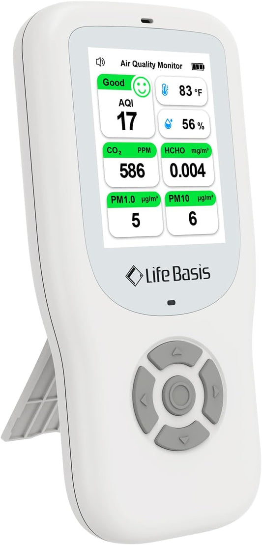 LifeBasis Air Quality Monitor Indoor, 10-in-1 Air Quality Detector by LifeBasis