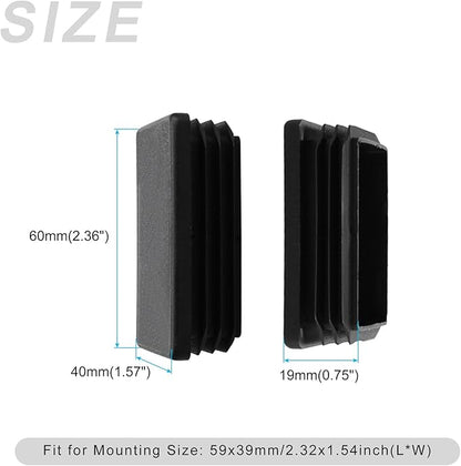 METALLIXITY Rectangle End Caps 4Pcs, Plastic Rectangle Tube Inserts Threaded - Image 2