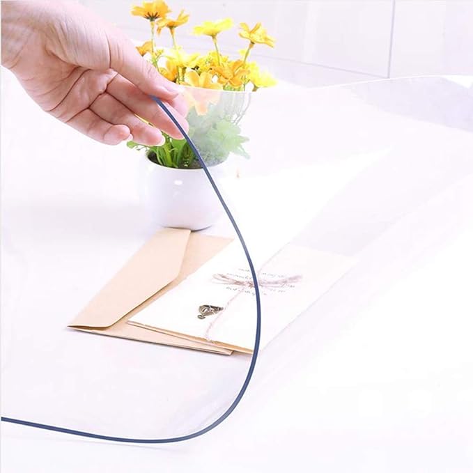 NECAUX Custom 56 x 68 Inch Clear Table Cover Protector, 1.5mm Thick Wood Grain - Image 9
