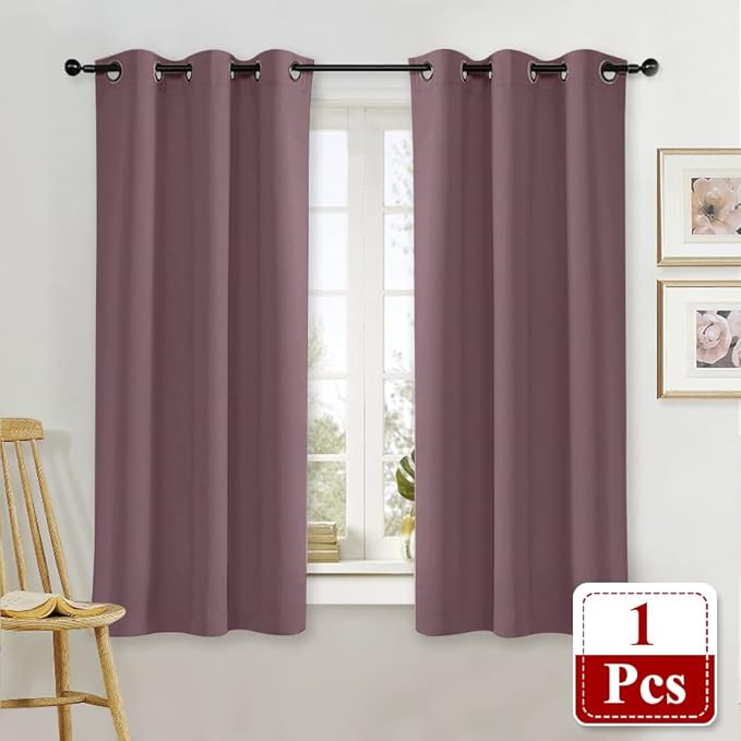 NICETOWN Kitchen Blackout Window Curtain Panel, Dry Rose, 1 Panel, 42 by 63 - Image 2