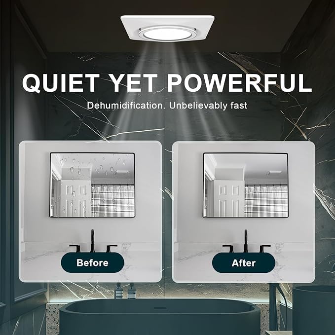 Bathroom Exhaust Fan with Light, 12 INCH, Upgraded Quiet Circular Vent Fans - Image 6