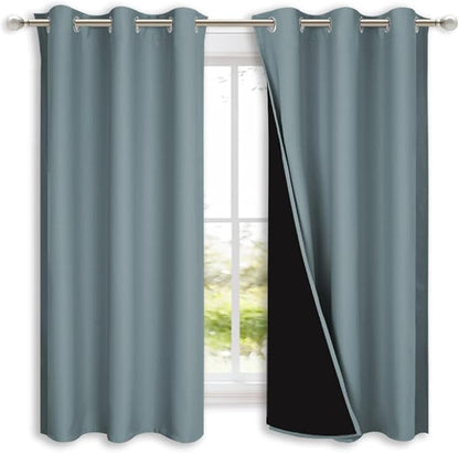 NICETOWN 100% Blackout Lined Curtains, Stormy Sea, 1 Pair, 2 Thick Layers - Image 2
