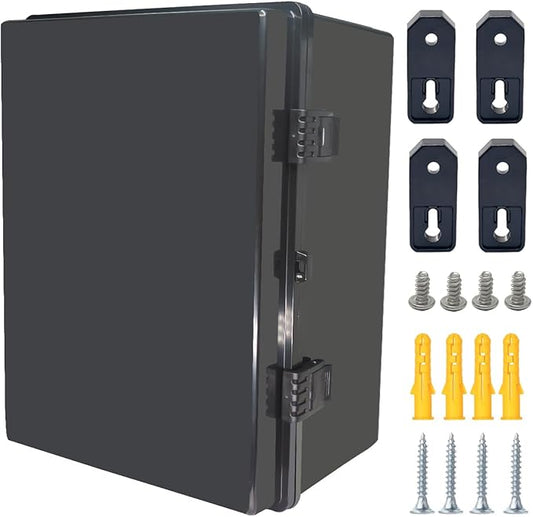 Junction Box, Hinged Black Cover IP67 Waterproof ABS Project Box by Otdorpatio