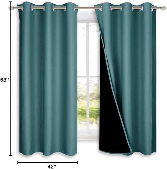 NICETOWN 100% Blackout Curtain Panels, Thermal Insulated Black Liner Curtains - Image 9