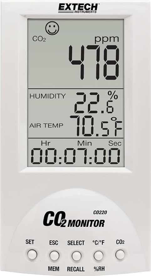 Extech CO220 - Desktop Indoor Air Quality CO2 Monitor – Measures CO2, by Extech