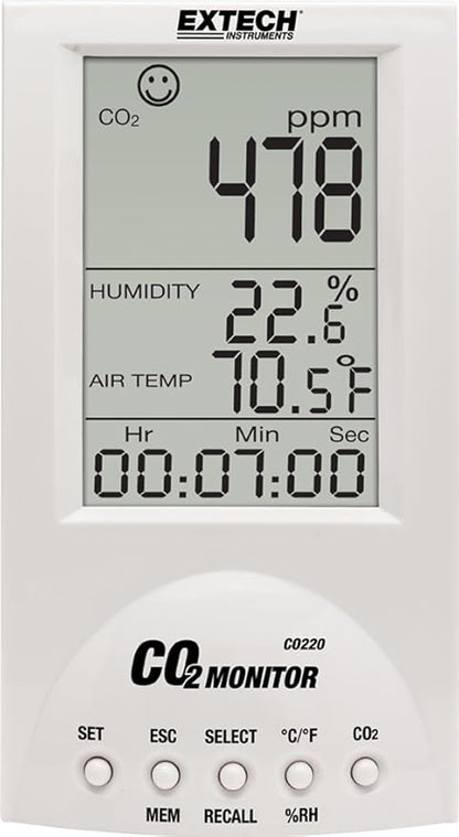Extech CO220 - Desktop Indoor Air Quality CO2 Monitor – Measures CO2, by Extech