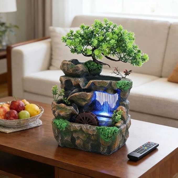 11.81" Tabletop Rockery Fountain Indoor Waterfall Bonsai Desktop Mini Rockery - Image 2