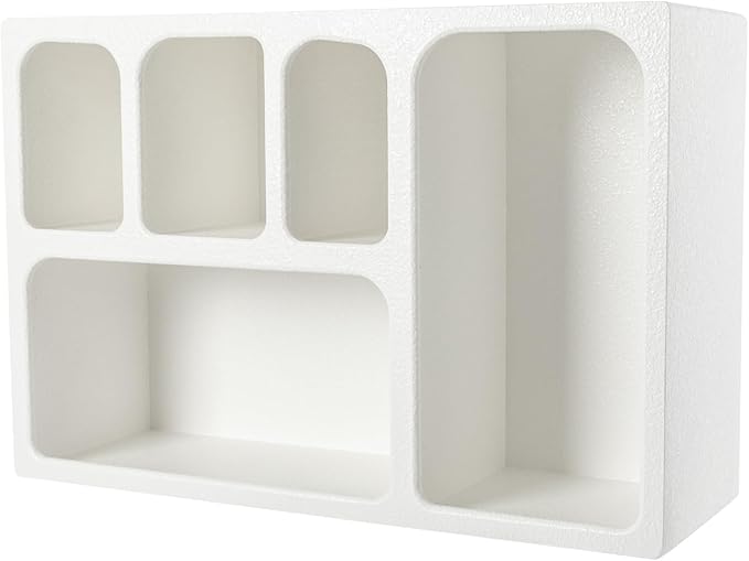 5-Compartment White Arched Floating Cabinet, Modern Geometric MDF Wall-Mount - Image 7