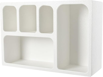 5-Compartment White Arched Floating Cabinet, Modern Geometric MDF Wall-Mount - Image 7