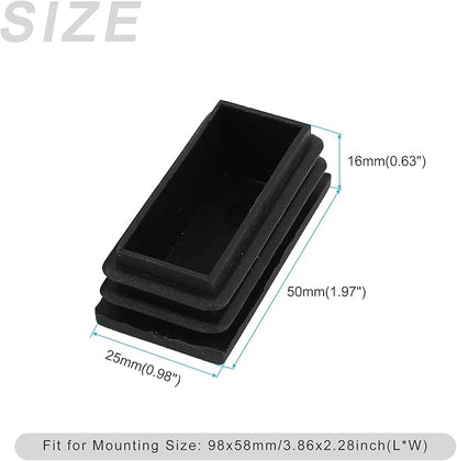 METALLIXITY Rectangle End Caps 24Pcs, Plastic Rectangle Tube Inserts Threaded - Image 2