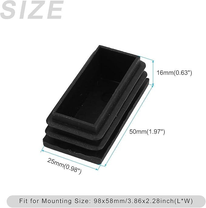 METALLIXITY Rectangle End Caps 12Pcs, Plastic Rectangle Tube Inserts Threaded - Image 2