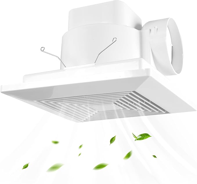 8 Inch Bathroom Exhaust Fan, Square 110 CFM 1.0 Sones Ultra Quiet Bathroom Vent by Unknown