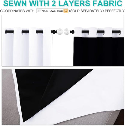 NICETOWN White 100% Blackout Lined Curtains, 2 Thick Layers Completely Blackout - Image 5