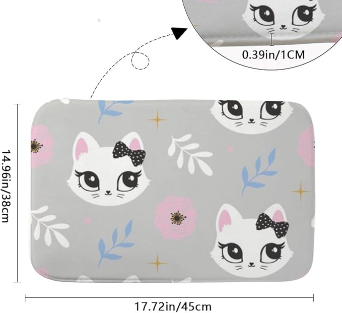 Cute Pet Animal Kitten Bow Runner Rug Bathroom Toilet Rugs Foot Mat Mats - Image 3