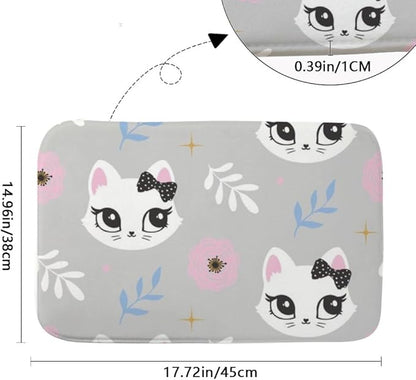 Cute Pet Animal Kitten Bow Runner Rug Bathroom Toilet Rugs Foot Mat Mats - Image 3