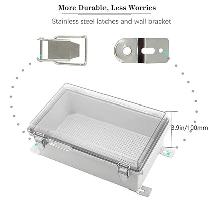 Zulkit Junction Box, IP67 Waterproof Electrical Box Hinged Clear Cover - Image 2