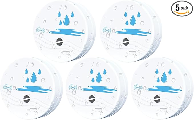 5 Pack Water Leak Detectors for Home, 100dB Waterproof Water Sensor Alarm Leak by Unknown