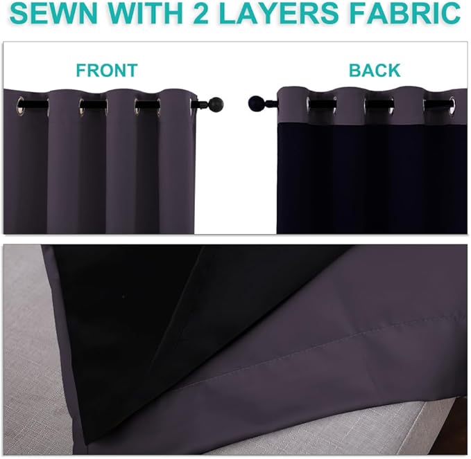 NICETOWN 100% Blackout Lined Curtains, 1 Pair, 2 Thick Layers Completely - Image 5