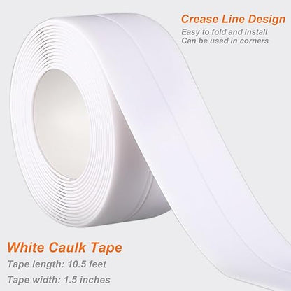 White Caulk Tape Waterproof Self Adhesive, Toilet & Bathtub Sealant Strip - Image 2
