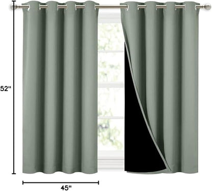 NICETOWN Greyish Green 100% Blackout Curtains 45 inches Long, 2 Thick Layers - Image 9
