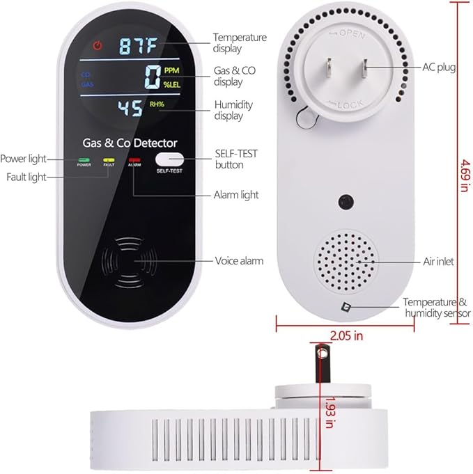 Plug in Combination Gas & Carbon Monoxide Detectors - Image 2