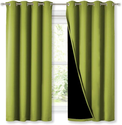 NICETOWN 100% Blackout Curtains 54 inches Long, Fresh Green, 1 Pair, 52 inches by NICETOWN