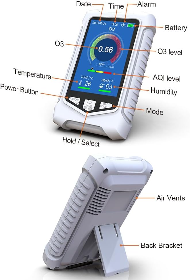 Portable O3 Meter Ozone Detector 3.5 Inch TFT Multifunction Air Quality Monitor - Image 3