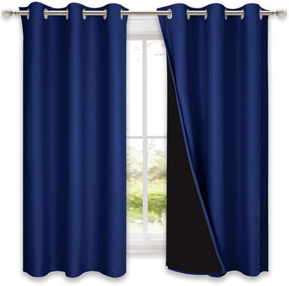 NICETOWN 100% Blackout Curtain Set, Royal Blue, 37W x 50L, Thermal Insulated & by NICETOWN