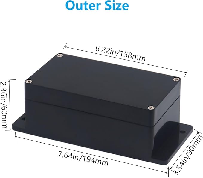 Outdoor Waterproof Junction Box IP67 Project Box ABS Black Electrical Boxes - Image 2