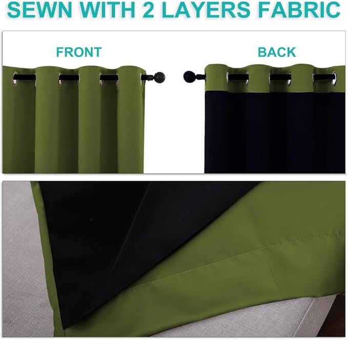 NICETOWN Full Shading Curtains 90" Long 2 Panels Set - Image 5