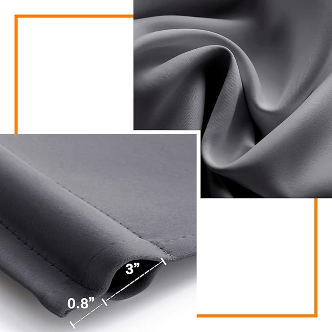 Dark Grey Thermal Insulated Blackout Window Curtain Set of 2 Panels, Room - Image 7
