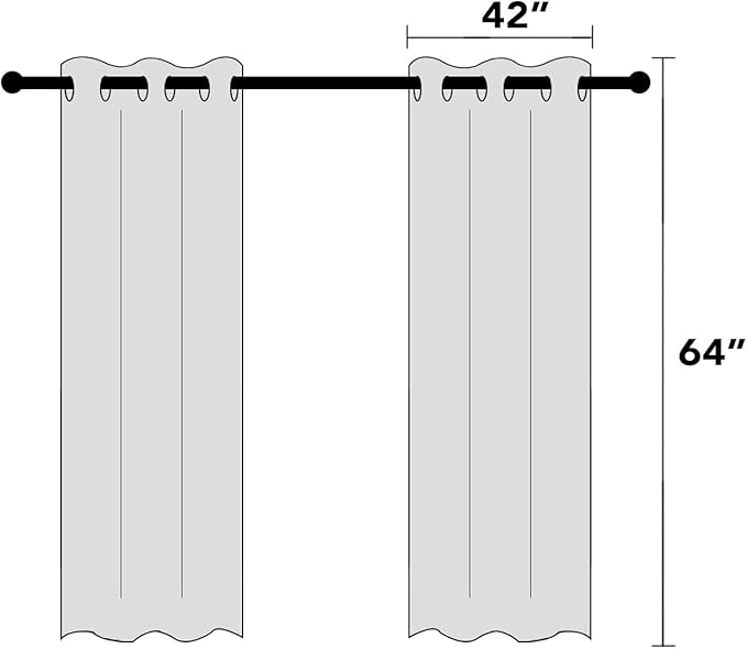PrinceDeco 100% Black Out Curtains 64 inch Long 2 Panels Noise Reducing - Image 7