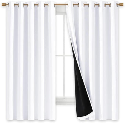 NICETOWN White 100% Blackout Lined Curtains, 2 Thick Layers Completely Blackout - Image 3
