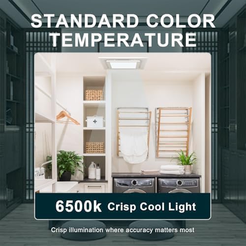 Bathroom Exhaust Fan with Light, 12 INCH, Upgraded Quiet Square Vent Fans with - Image 7