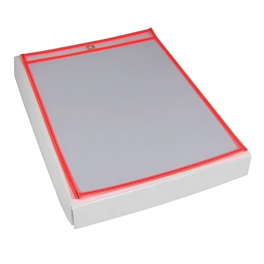 Box USA Neon Stitched Job Ticket Holders, Top Loading, 9 x 12", Reusable Vinyl by BOXUSA