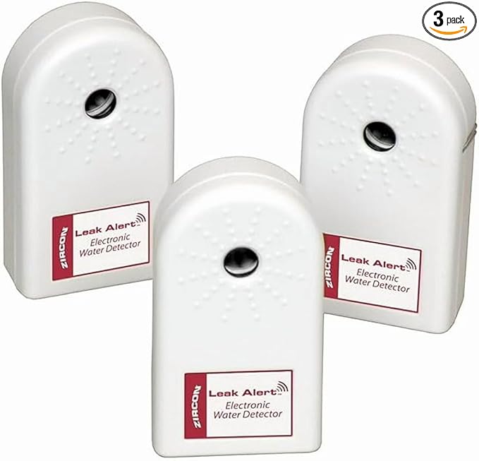 Zircon Leak Alert 3-Pack Water Detector Alarm – 90 dB Battery-Powered Leak & by Zircon