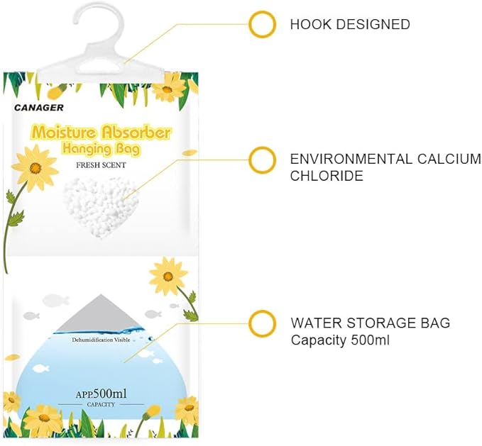 CANAGER Moisture Absorber -12 Pack, Fresh Scent Hanging Humidity Bag, and - Image 4