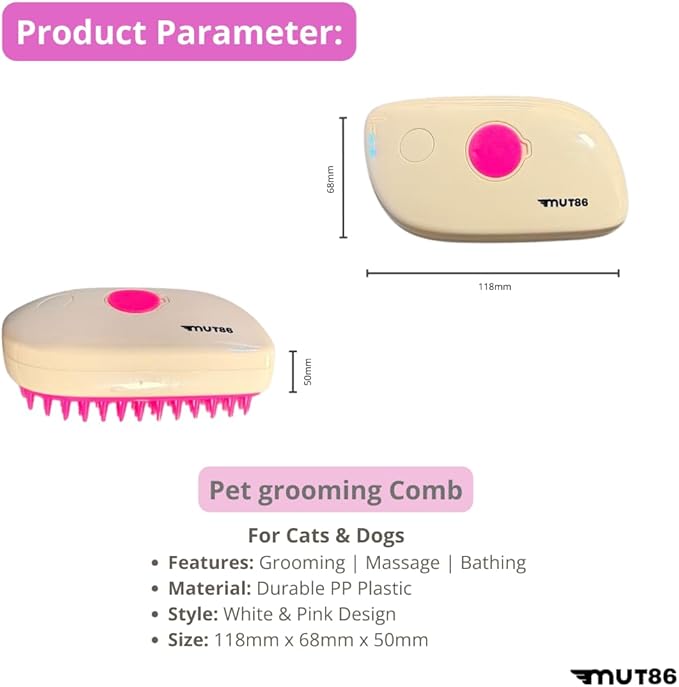 Cat Steam Brush, 3-in-1 Mist Grooming Brush, USB-C Rechargeable Anti-Static - Image 6