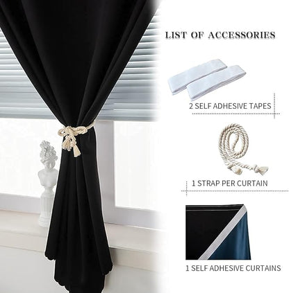 Adhesive Curtain 100% Blackout No-Drill Easy Install - Image 4