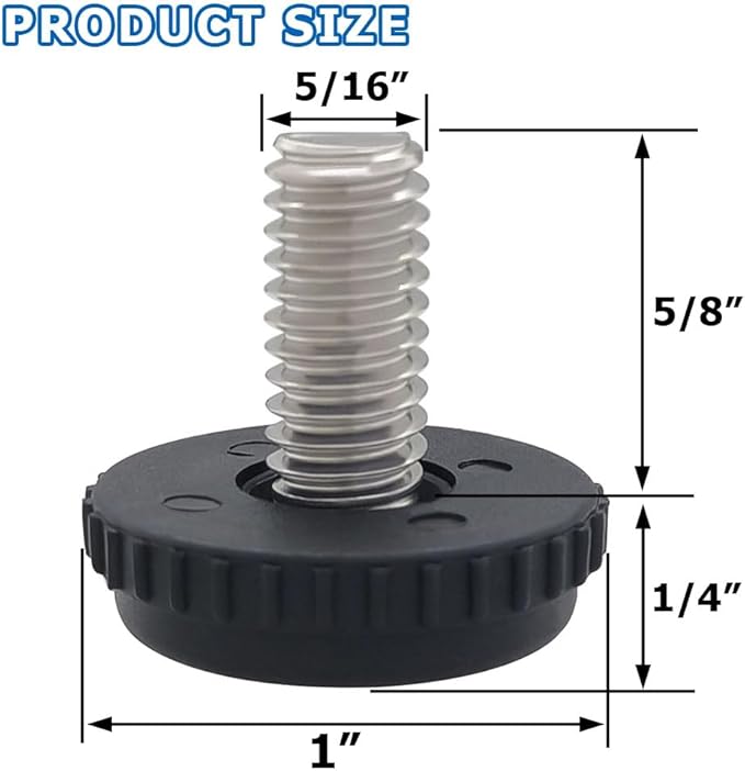 Hooshing 10PCS 5/16-18 Stainless Steel Adjustable Furniture Levelers Screw in - Image 2