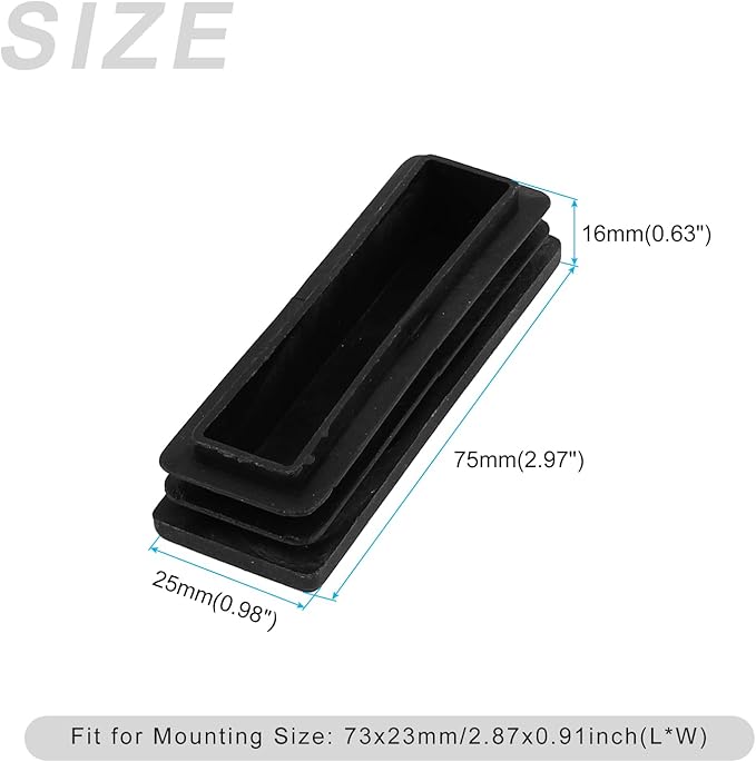 METALLIXITY Rectangle End Caps 12Pcs, Plastic Rectangle Tube Inserts Threaded - Image 2
