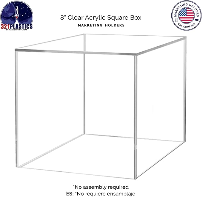 8 Inch Clear Acrylic Display Box Versatile Square No Lid Plexiglass Retail - Image 5