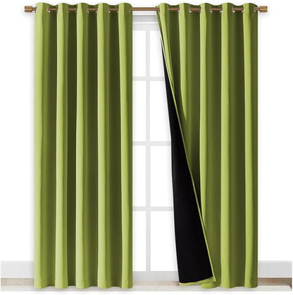 NICETOWN 100% Blackout Window Curtain Panels, Fresh Green, Cold and Full Light - Image 2