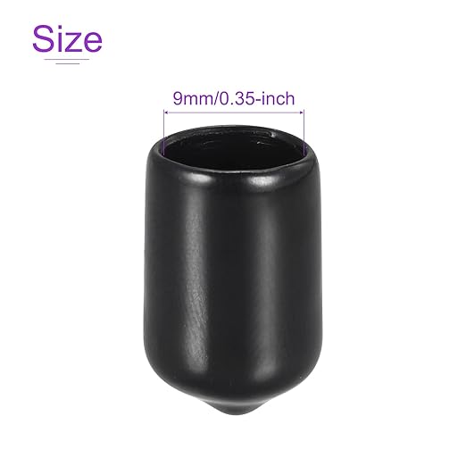 DMiotech 100 Pack 9mm ID Black Screw Thread Protectors Rubber End Caps Bolt - Image 4