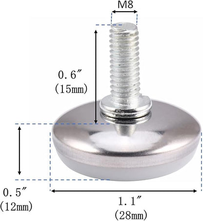 10-Set M8 x 15mm White Heavy Duty Screw-On Furniture Leveling Feet Adjustable - Image 3