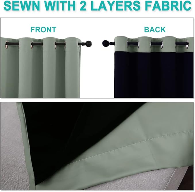 NICETOWN Full Shading Curtains for Windows, Super Heavy-Duty Black Lined - Image 4
