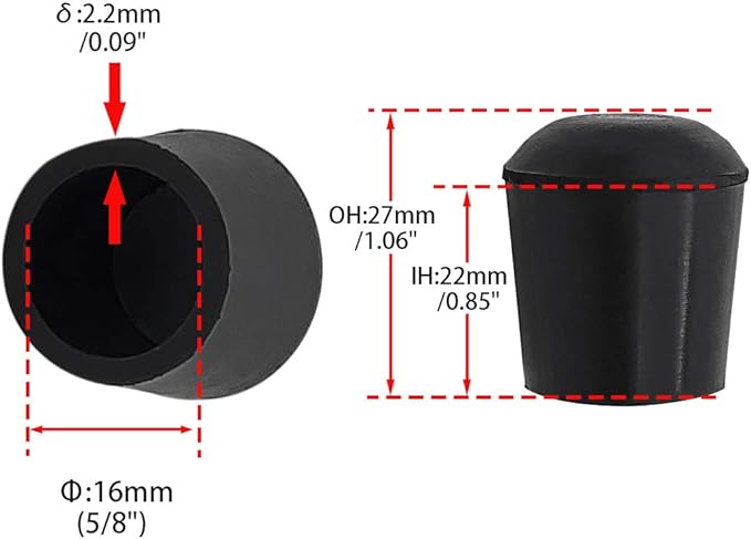 Flyshop 5/8", 16 mm, Patio Round Chair Leg Caps, Furniture Table Feet Covers - Image 2